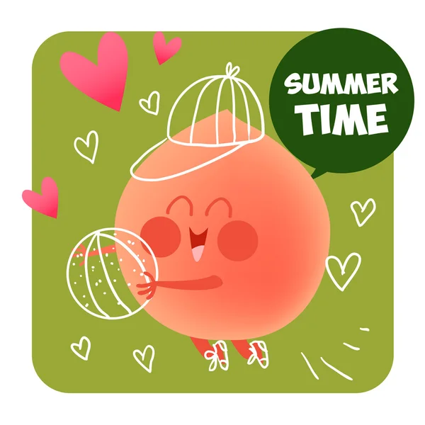 Summer time - Peach and ball. — Stock Vector