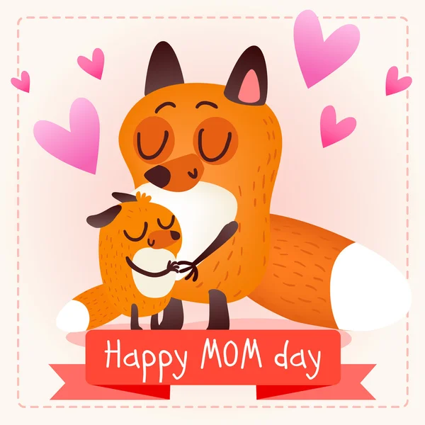 Happy mother's day. Foxes — Stock Vector