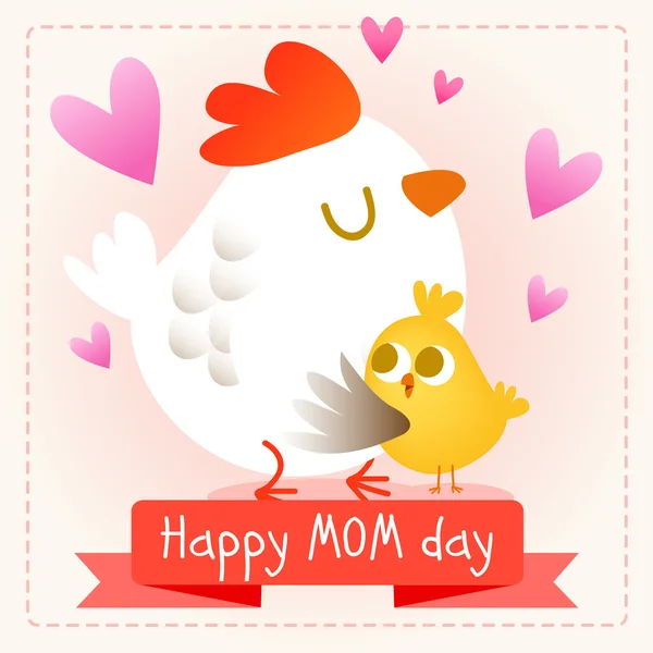 Feliz día de la madre. Pollo . — Vector de stock