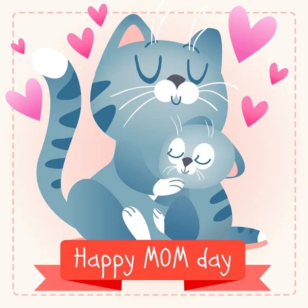 Happy mother's Day. Katten. — Stockvector