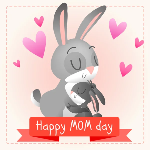 Hyvää äitienpäivää. Kaniinit . — vektorikuva