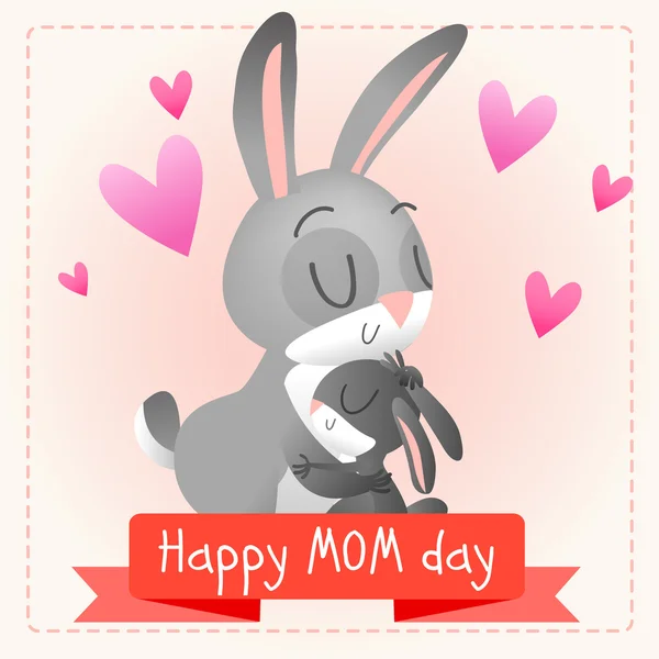 Feliz día de la madre. Conejos . — Vector de stock