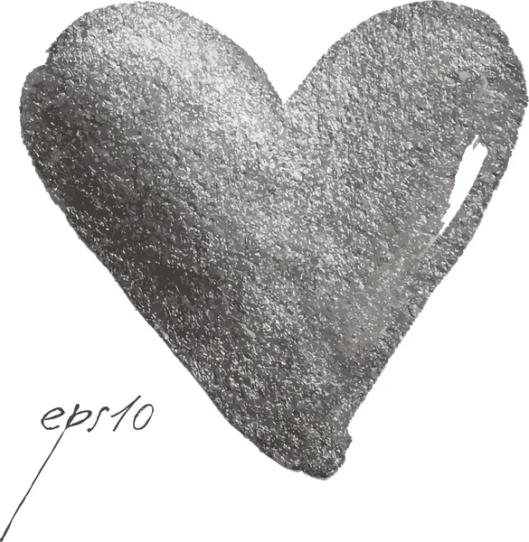 Zilveren aquarel hart — Stockvector