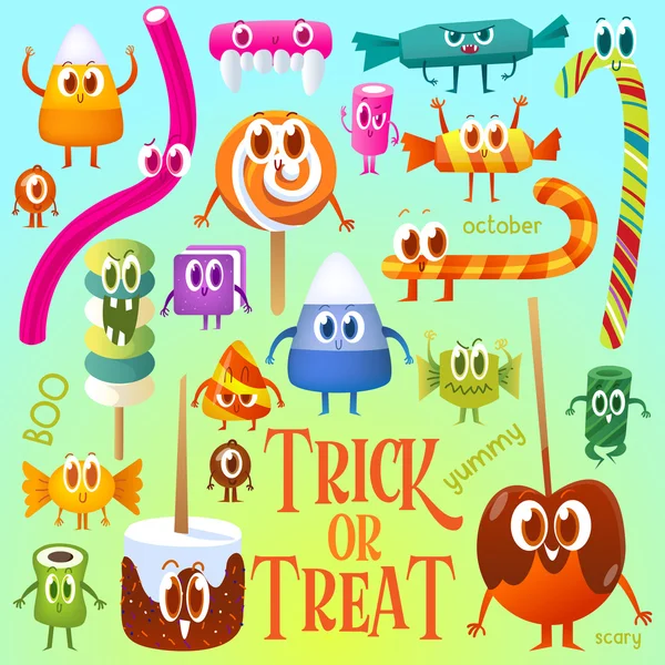 Set cartoon candy for Halloween — Stock Vector