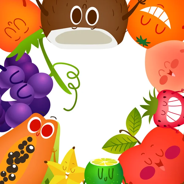 Ensemble de fruits mignons — Image vectorielle