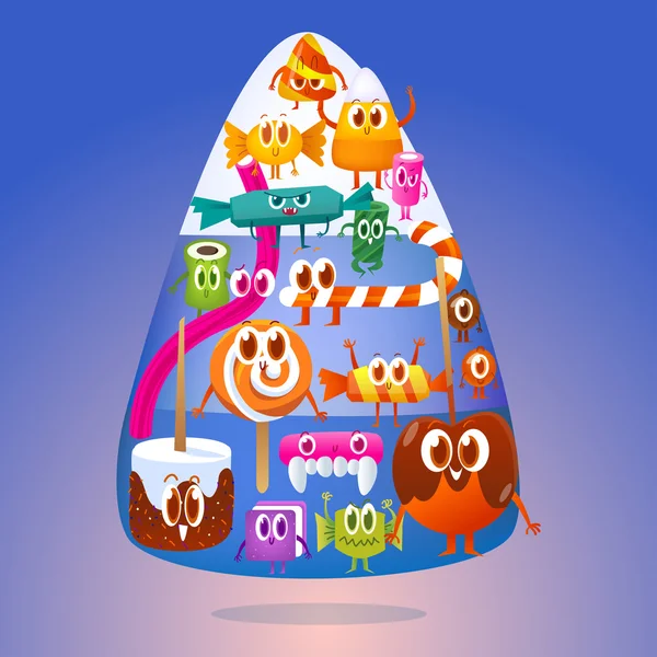Conjunto de caramelos de dibujos animados para Halloween — Vector de stock