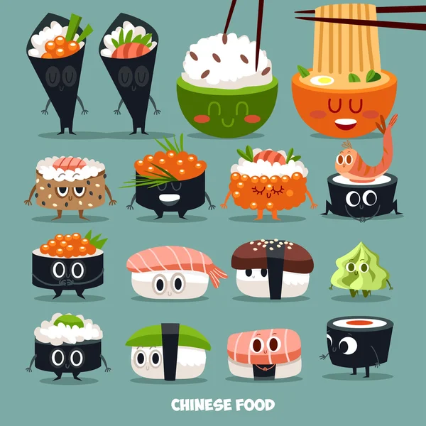 Funny sushi characters — Stock Vector