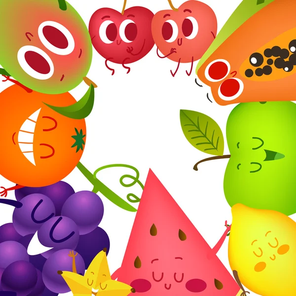 Ensemble de fruits mignons — Image vectorielle