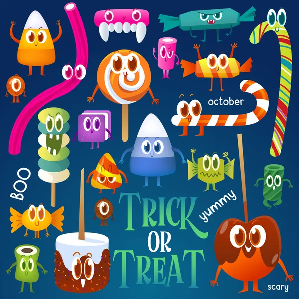Set cartoon candy for Halloween — Stock Vector