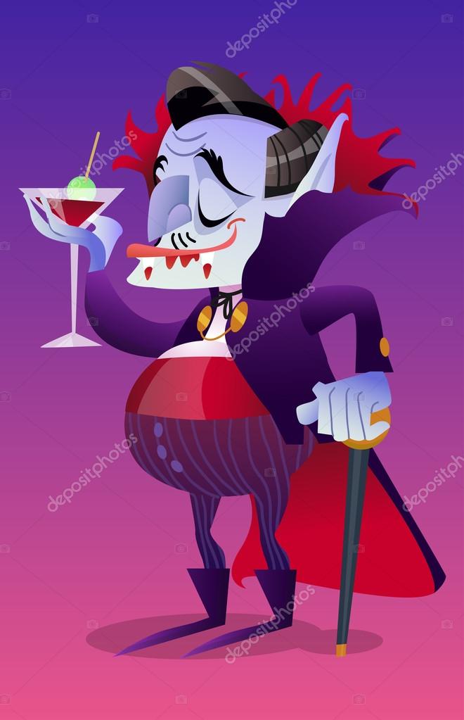 Cartoon Vampire Drinking Blood, Stock vector