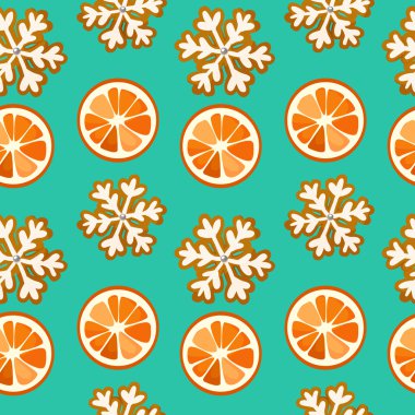 Noel tarzında kusursuz vektör deseni ve Noel eşyaları. Çizgi film tarzında arkaplan.