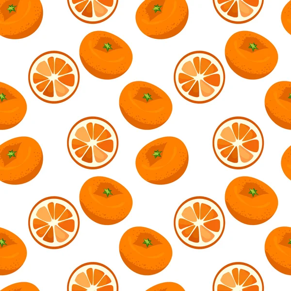 Seamless vector pattern with tangerines. — Stock Vector