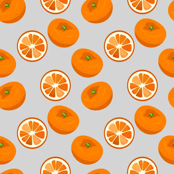 Seamless vector pattern with tangerines. — Stock Vector