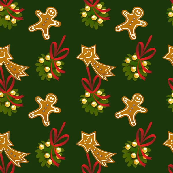 Seamless vector pattern in Christmas style with Christmas items. Background in cartoon style. — Stock Vector