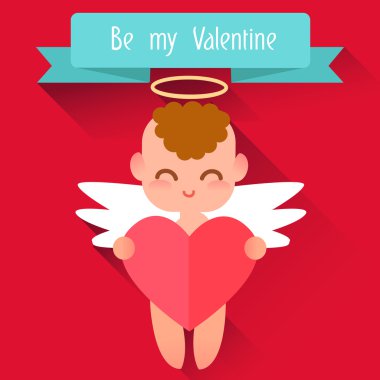 Sevgililer günün kutlu olsun. Sevimli melek tarzı düz.