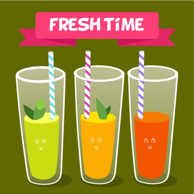 Zaman taze meyve suyu için. Vektör çizim