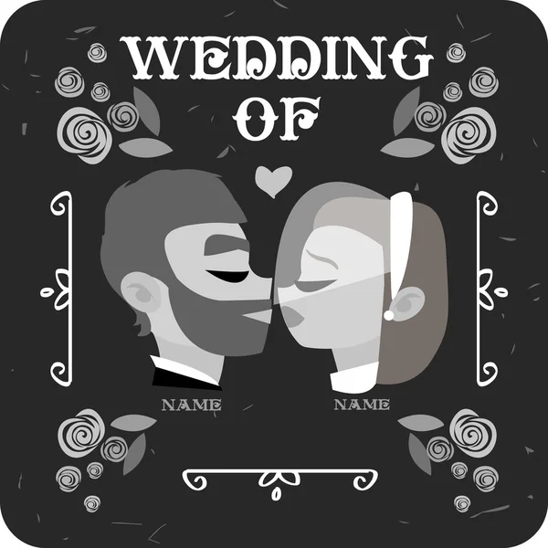 Tarjeta de boda. Recién casados . — Vector de stock