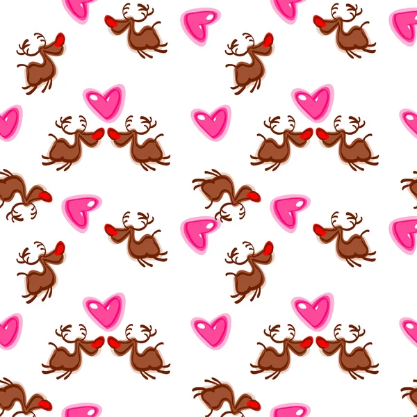 Simple pattern in the hearts and deer — Stock Vector