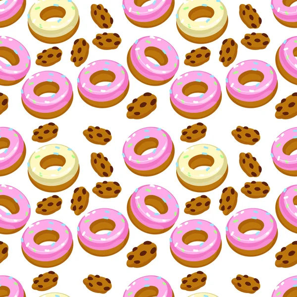 Vector seamless pattern with donuts. — Stock Vector