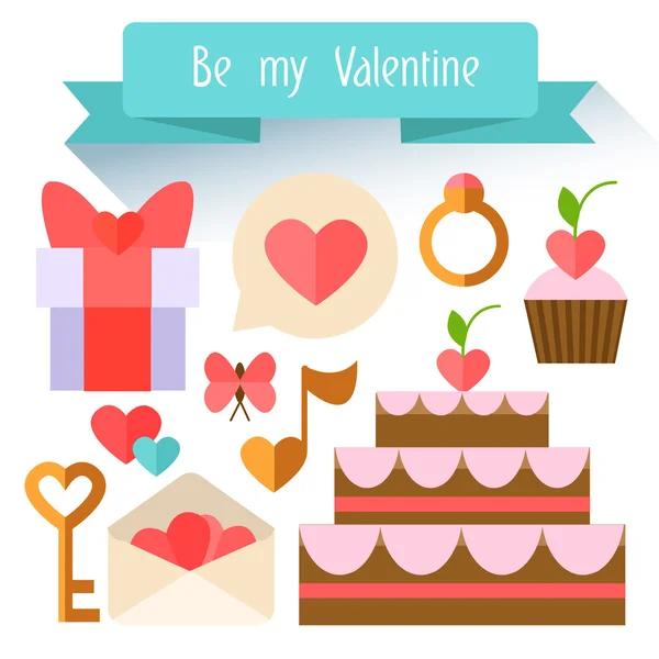 Items Valentine's Day. Flat illustration. — Stock Vector