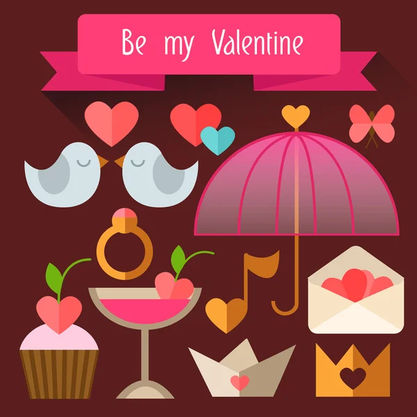 Items Valentine's Day. Flat illustration. — Stock Vector