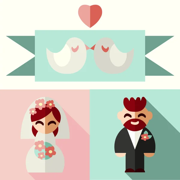 Set of wedding pictures — Stock Vector