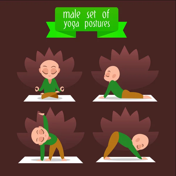 Satu set ikon datar pose yoga . - Stok Vektor