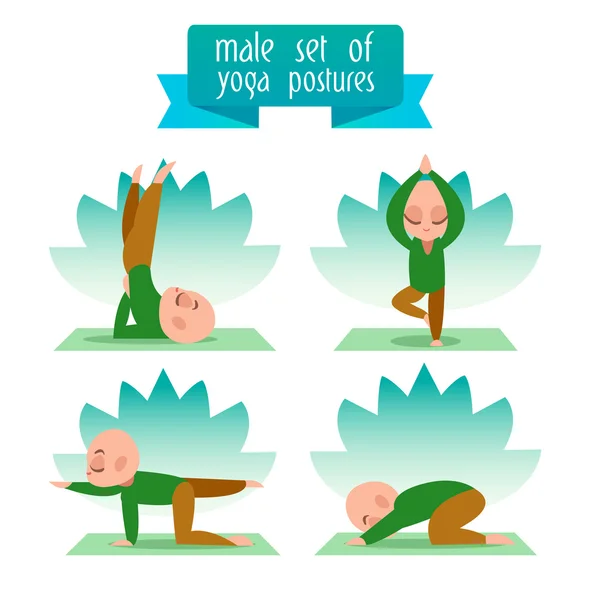 Un conjunto de iconos planos de yoga posa . — Archivo Imágenes Vectoriales