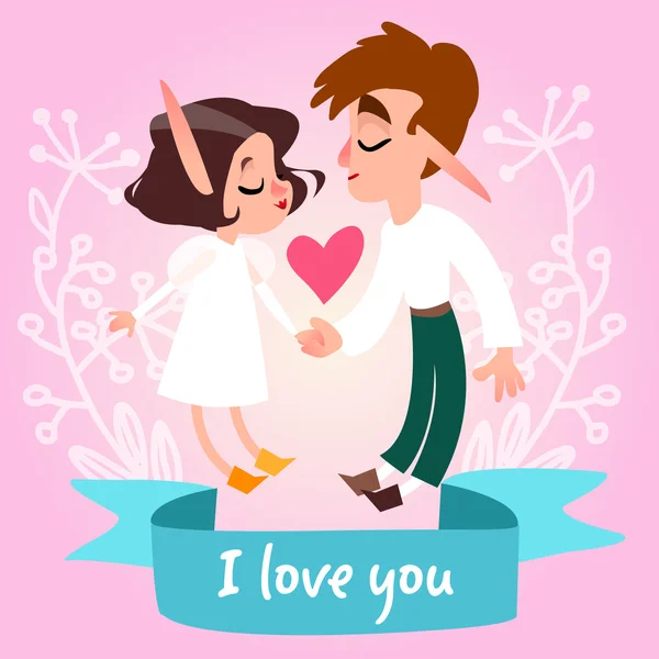 Ik hou van jou. Briefkaart Aftelkalender voor Valentijnsdag. — Stockvector