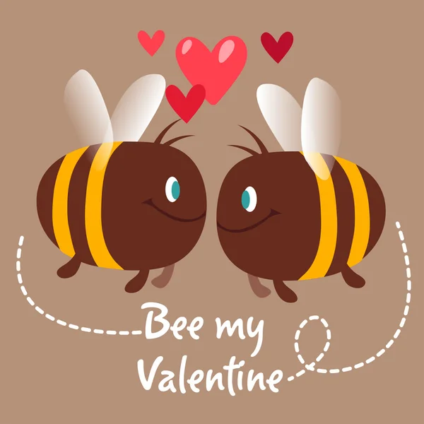 Happy Valentine's Day. Two little bee lovers — Stock Vector