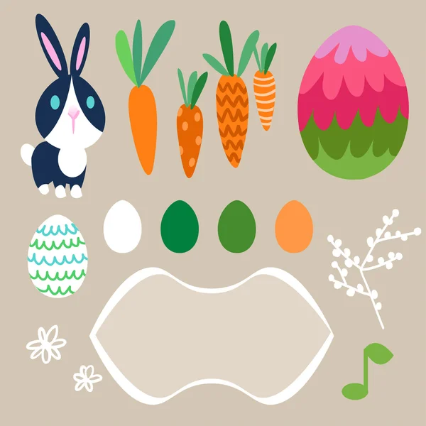 Set of Easter flat elements. — Stock Vector
