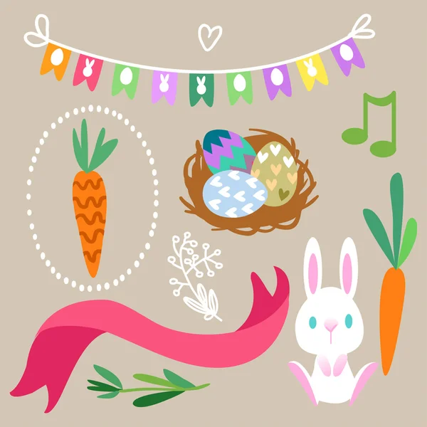 Conjunto de elementos planos de Pascua . — Vector de stock