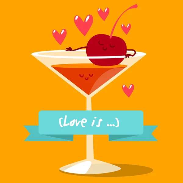 Cocktail drikker frugtsaft med kirsebær – Stock-vektor