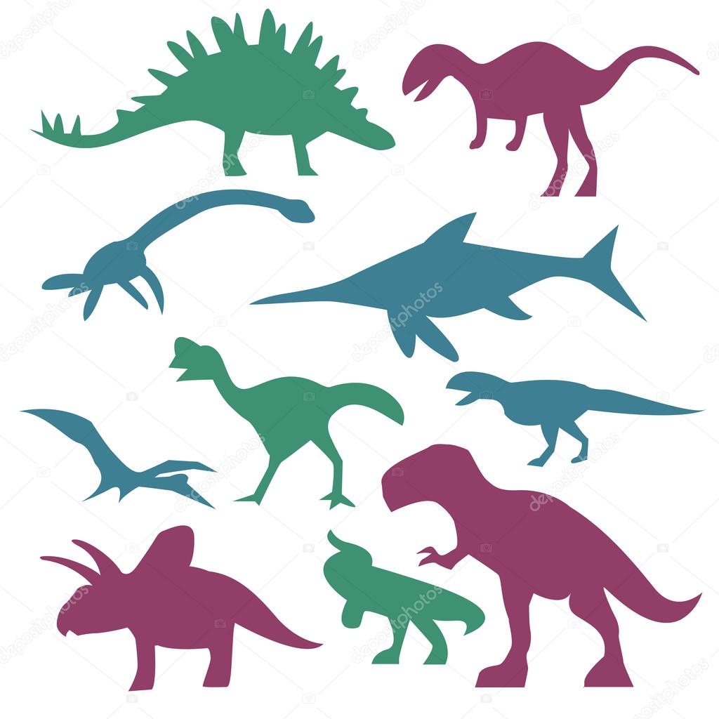 Colorful dinosaur silhouettes