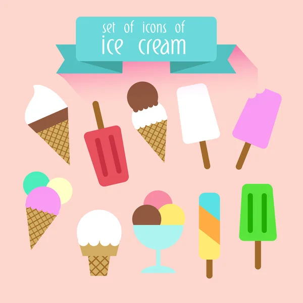 Set pictogrammen van consumptie-ijs. — Stockvector