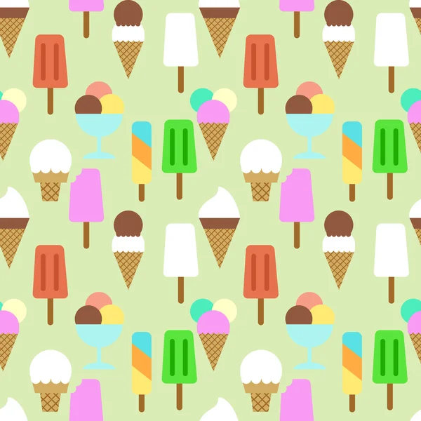 Establecer iconos de helado. Fondo del patrón — Vector de stock