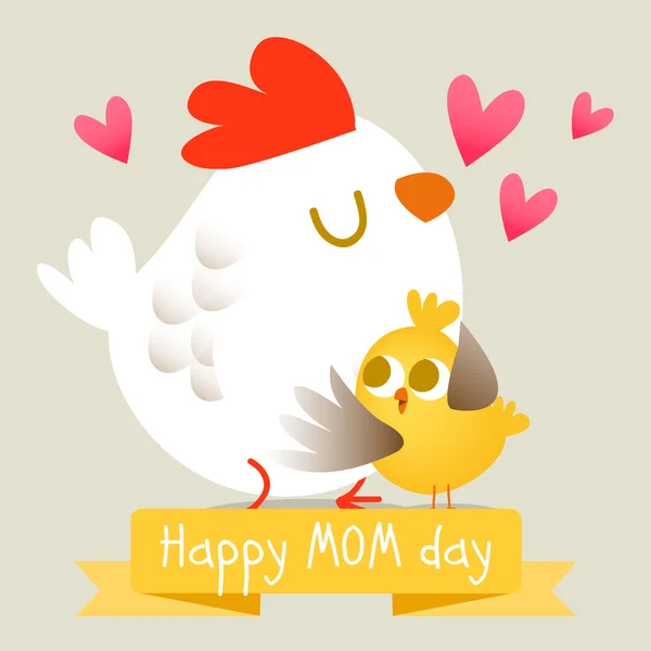 Happy mothers day with chicken. — Stock Vector