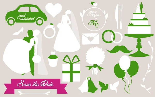 Conjunto de elementos de diseño vintage de boda . — Vector de stock