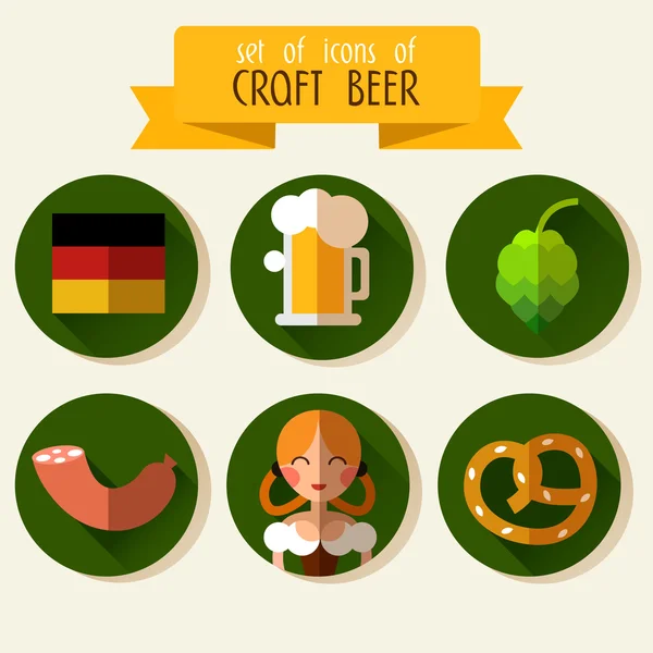 Set of flat icons Oktoberfest — Stock Vector