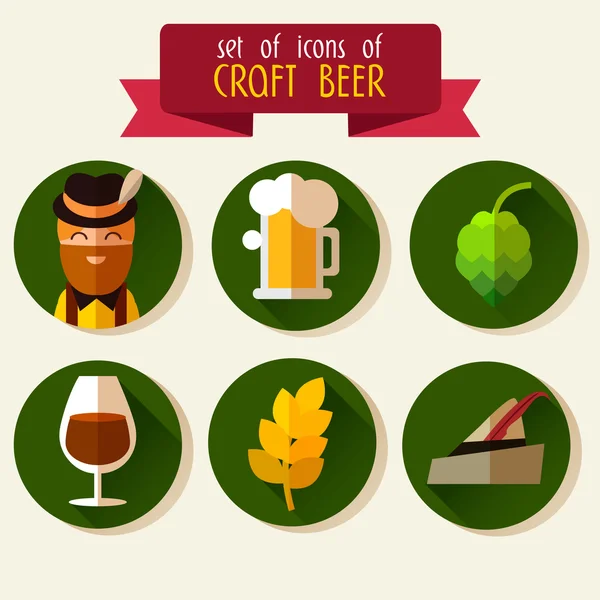 Set of flat icons Oktoberfest — Stock Vector