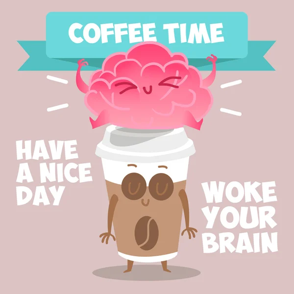 Café y cerebro amante pareja — Vector de stock