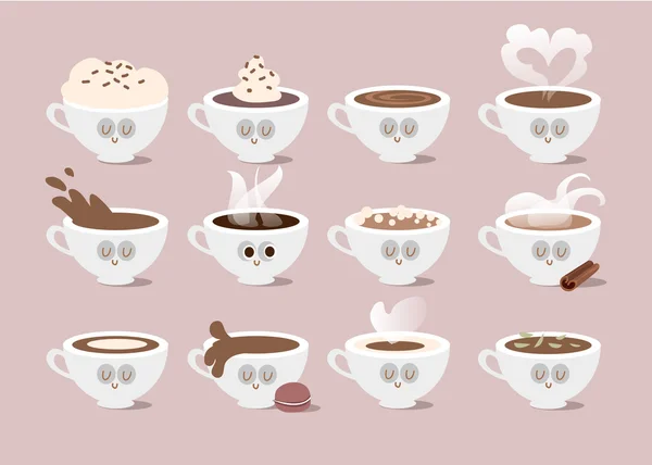 Koffie set pictogrammen — Stockvector