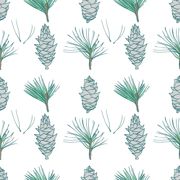 콘과 모피-나뭇가지와 완벽 한 패턴 — 스톡 벡터
