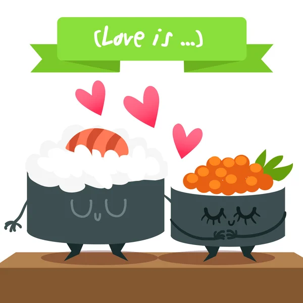 Personnages de sushi mignons — Image vectorielle