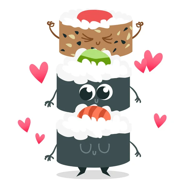Cute sushi characters — Stock Vector