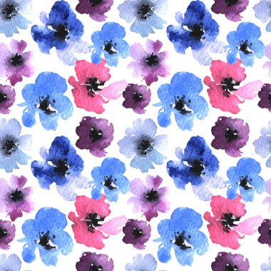 watercolor Painted flowers pattern
