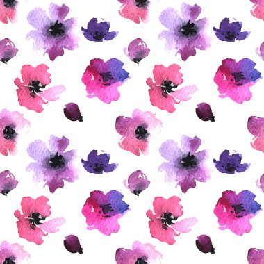 watercolor Painted flowers pattern