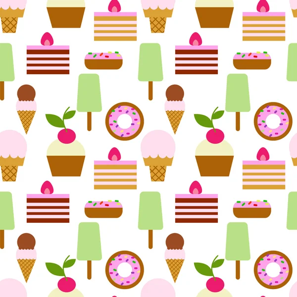 冰淇淋和甜食的无缝模式 — 图库矢量图片