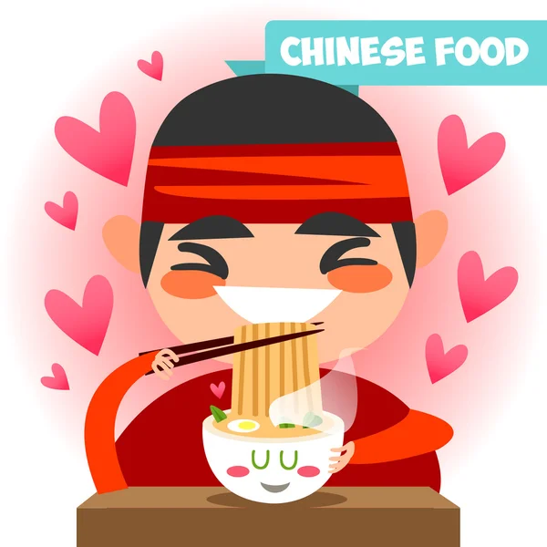 Funny Chinese chef in kimono. — Stock Vector