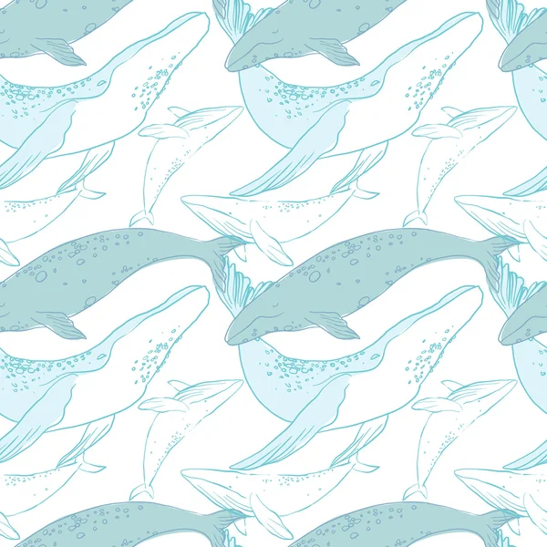 Seamless pattern with whales — Stock Vector